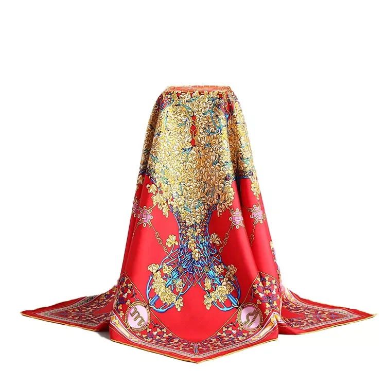 Designer Custom Printed 100% Pure Natural Digital Print Silk Twill Designer Square 100% Silk Scarf