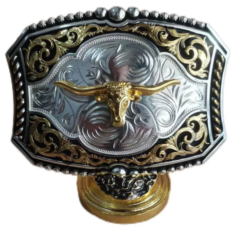 Texas State Map Flag Large Huge Rodeo Western Gold Tone Belt Buckle