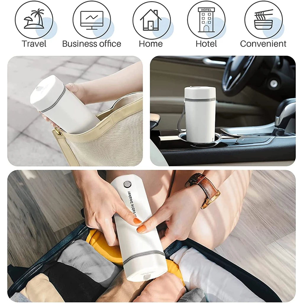 Mini Electric Kettle Cup with Battery Manufacturer 12V Car Portable Water Travel 450ML Mechanical OEM Stainless Steel 300 450