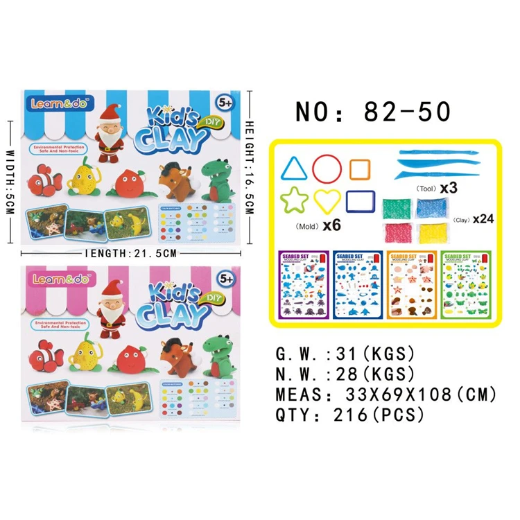 Environmental Kids DIY Seabed Set 24 Bags with Tools Molds Super Light Modeling Clay