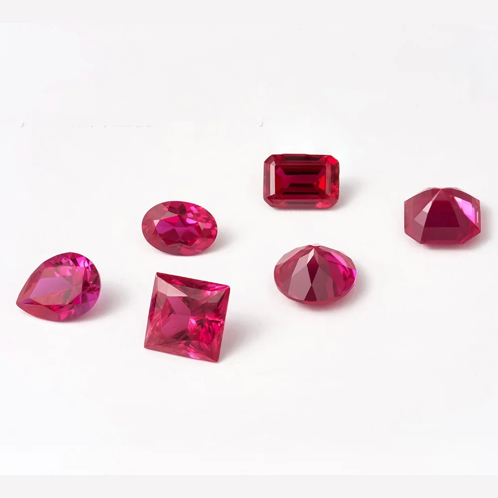 High Quality Lab Grown Rubies Artificial Grown Colored 1-3 Carat Shaped Round Recycled Rubies