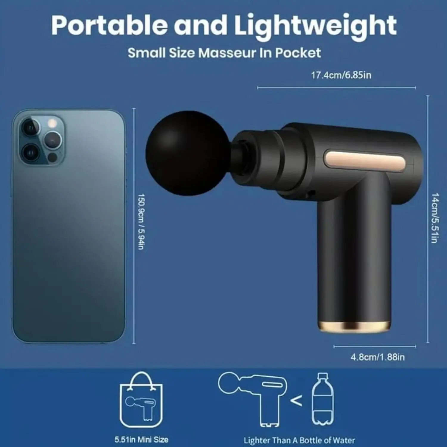 4 Heads Vibration Latest Body Mini Massage Gun Relax Muscle Massage Gun With USB