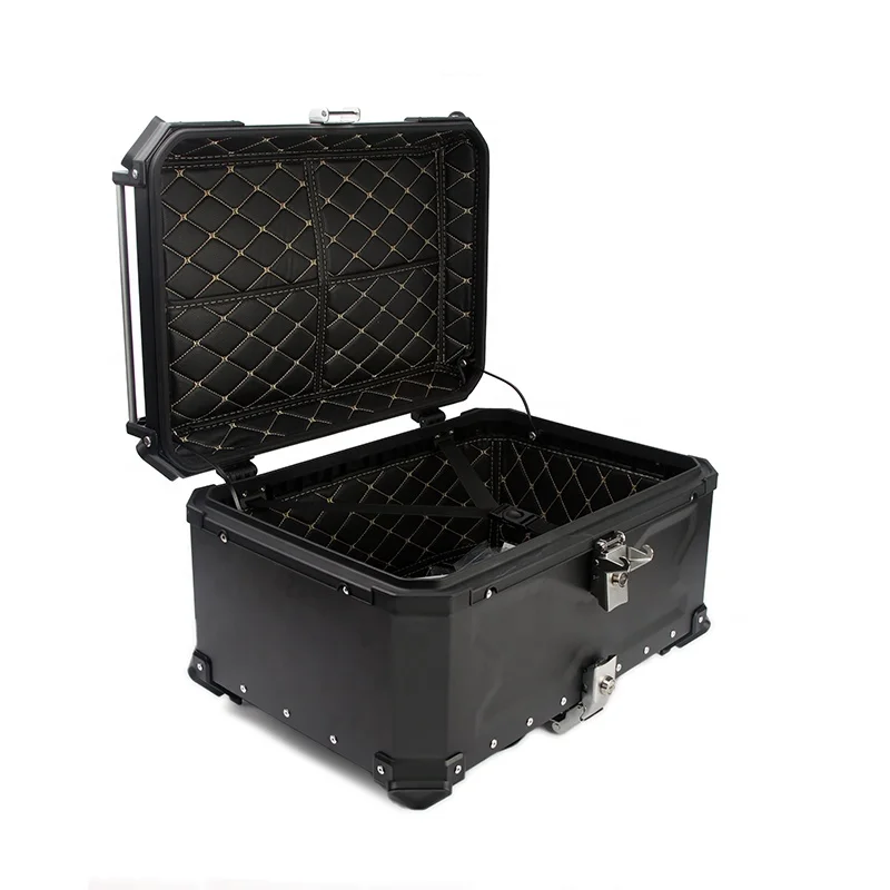 65 Liter Aluminum Alloy Plate X Embossing Motorcycle Waterproof Quick Release Top Box Rear Rack Case Helmet Case