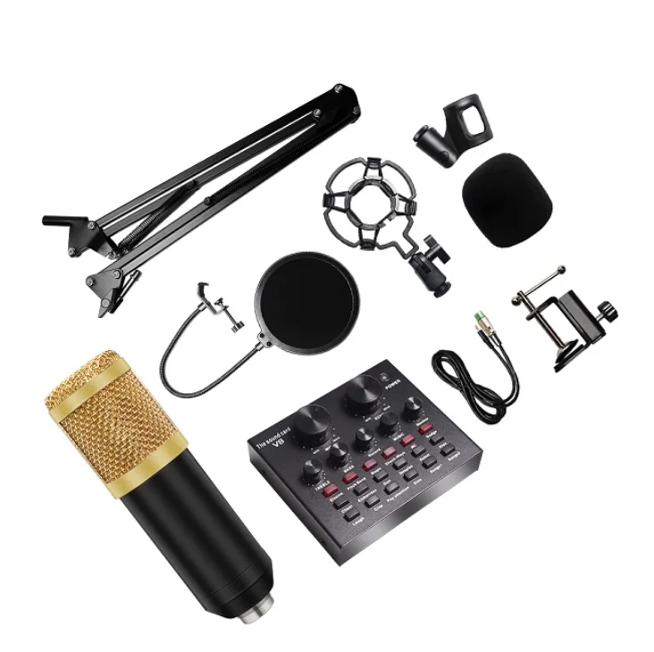 BM 800 Studio Microphone Kits With V8 Sound Card BM800 Condenser Professional Microphone For Computer Recording Podcast TikTok