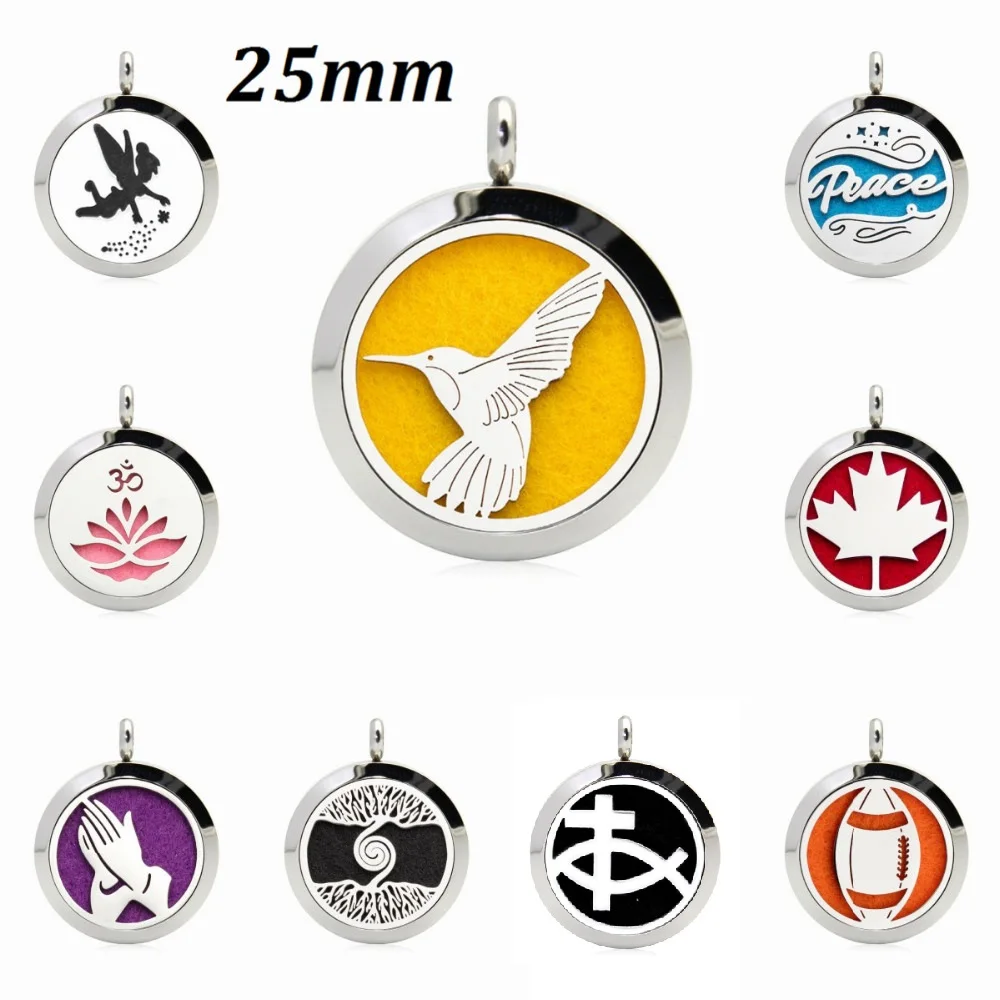 25mm Magnetic Perfume Aromatherapy Locket fit Necklace 316L Stainless Steel Essential Oil Diffuser Locket Pendant