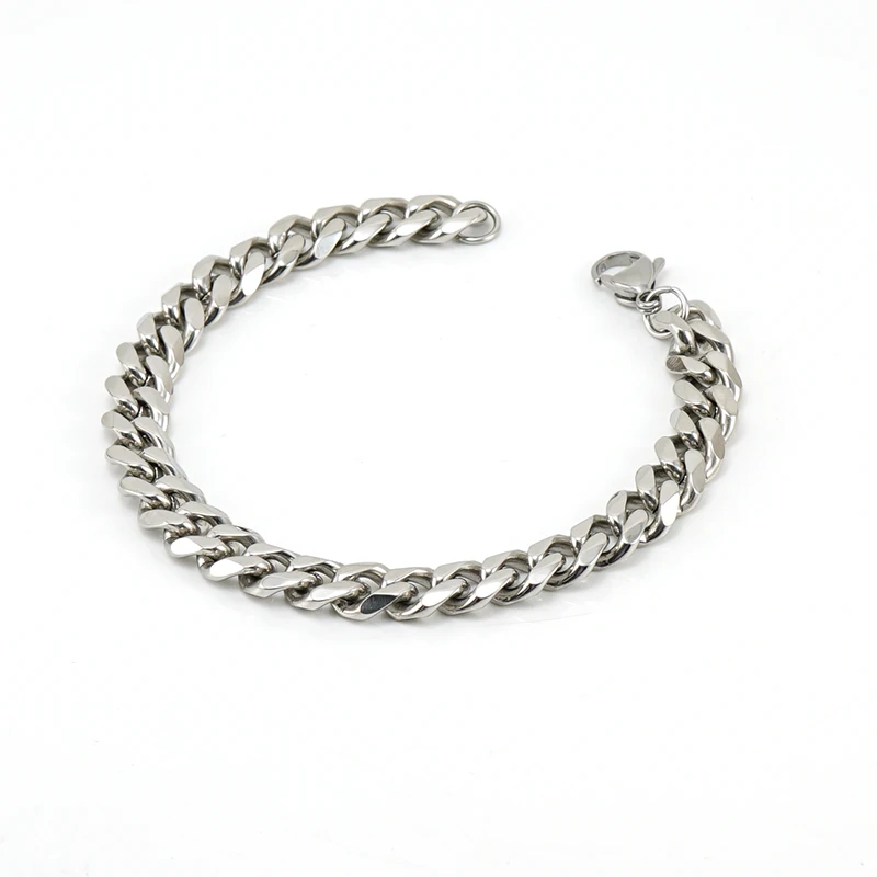 Minimalist High Polished Stainless Steel Hip Hop Jewelry 10mm 7mm Miami Cuban Link Chain Men Bracelet