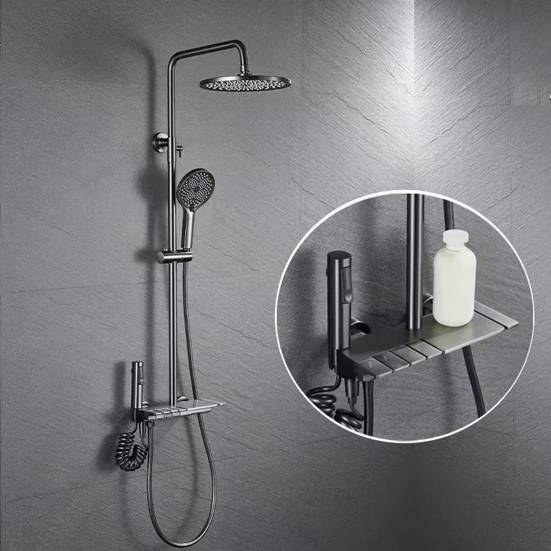 Luxury 4 Way Piano Key Bathroom Shower Mixer Set Thermostatic Bath Mixer Bathtub Faucet Set