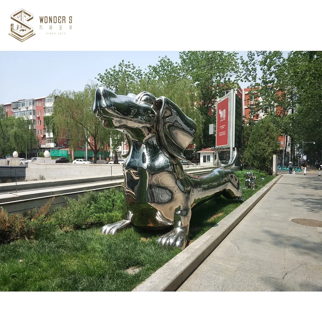 Wondecor Outdoor Large Abstract Stainless Steel sea wave Sculpture for Sale