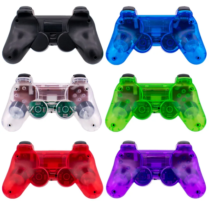 2.4G Wireless Transparent Joypad Gaming Controller with Double Vibration Feature 2nd Generation Gamepad for PS2 Games