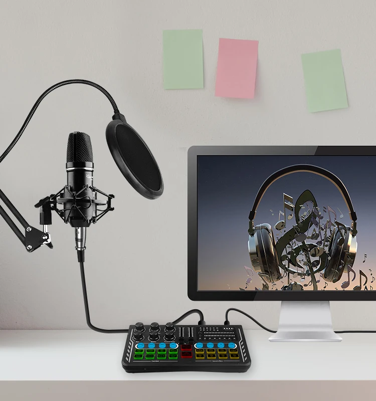 Профессиональный студийный караоке DJ микшер Hayner-Seek с конденсаторным микрофоном и наушниками для прямой трансляции