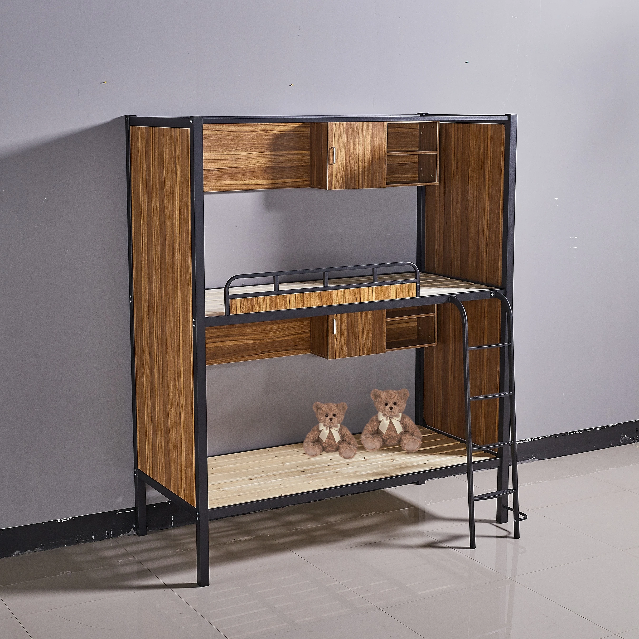 Дешевая детская двухъярусная кровать, металлическая кровать с хранилищем