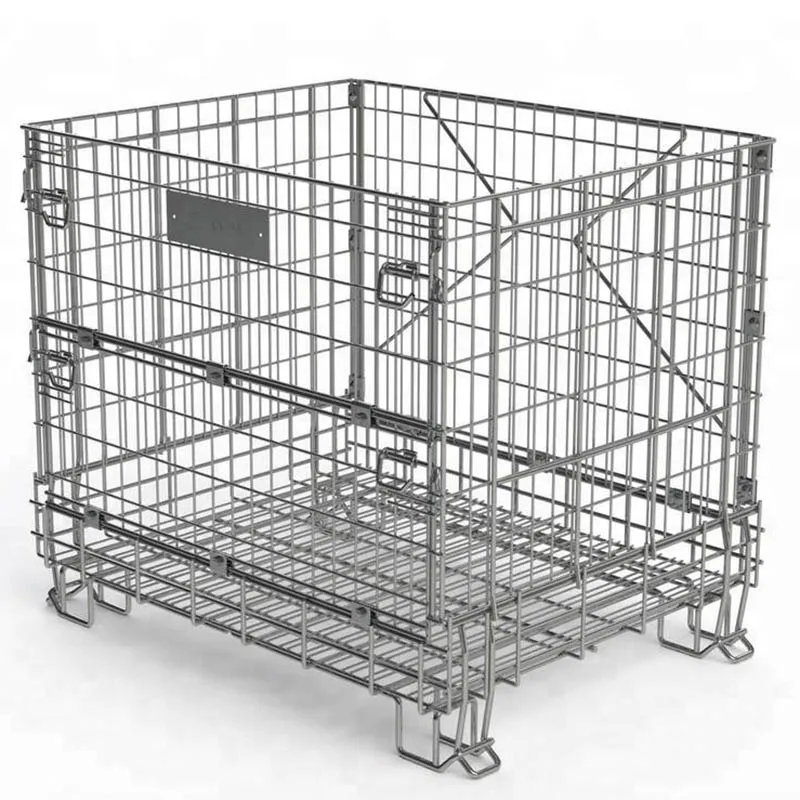 Save space storage equipment industrial cages pet preform storage folding metal mesh wire container stackable cage