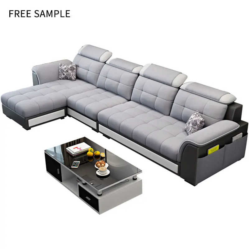 Modern Style Living Room Furniture Corner Sofa Set Leisure Minimalist Design L Shape Velvet Fabric Italian Luxury Leather Sofa