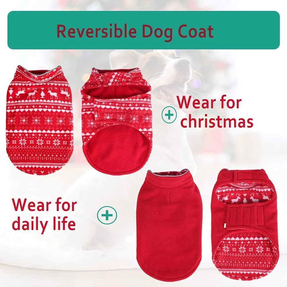 Reversible Pet Christmas Clothes Warm Vest Christmas Clothing Coat Year Costume for Puppy Chihuahua Dog New Anhui Fleece Winter
