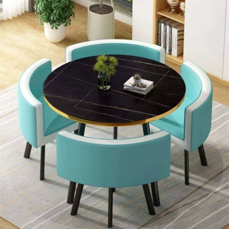 CZTZ-04 Simple Creative Coffee Shop Milk Tea Shop Small Round Table Four Chair Combination