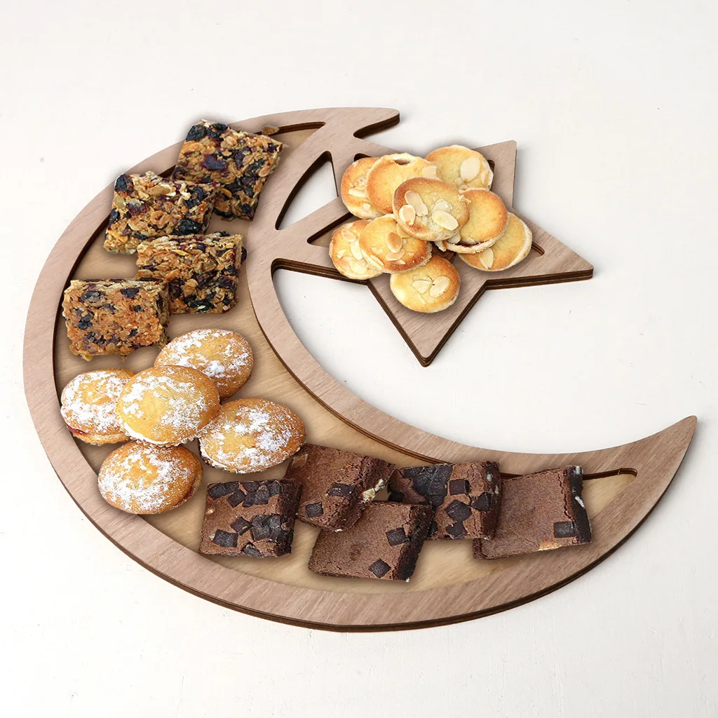 2022 Wooden decoration Eid Mubarak Ramadan Kareem Gul Bong/table decoration dessert tray crafts wholesale pallet