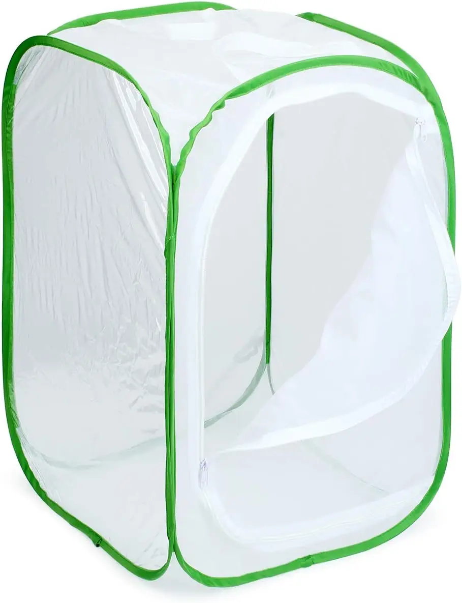 OF Green Habitat Cages Collapsible Butterfly Net House Pop-up Insect Breeding Rearing Mesh Cage  Growing kit for kids