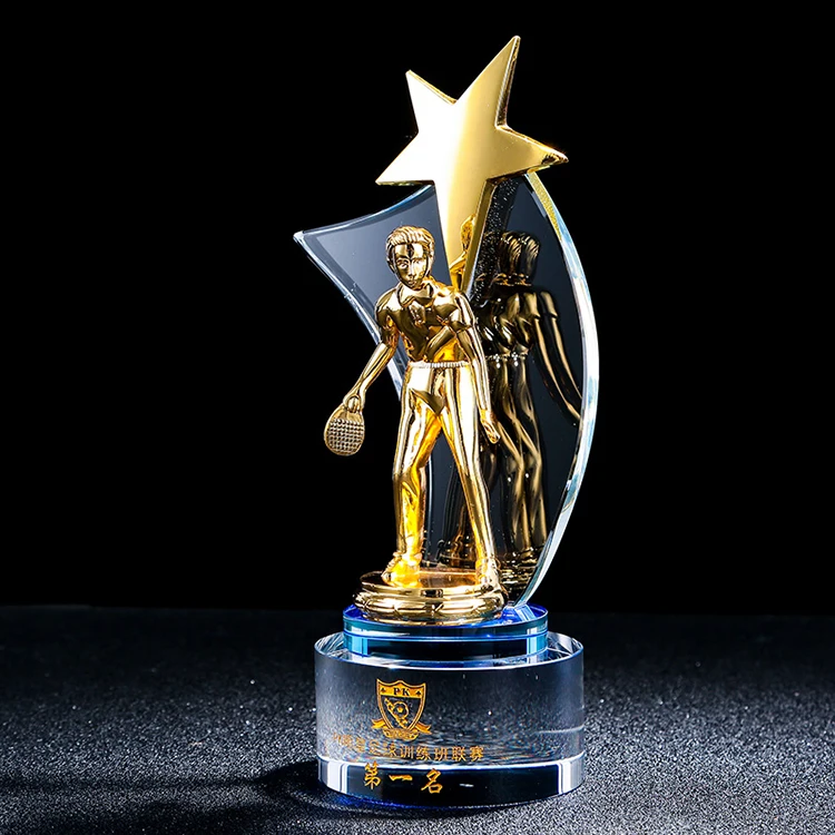 lettering Metal crystal trophy sports competition champion award