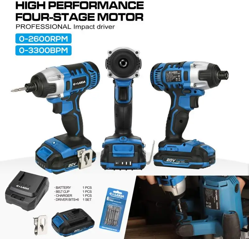 20V cordless brushed lithium 150N.m Impact driver with LED work light