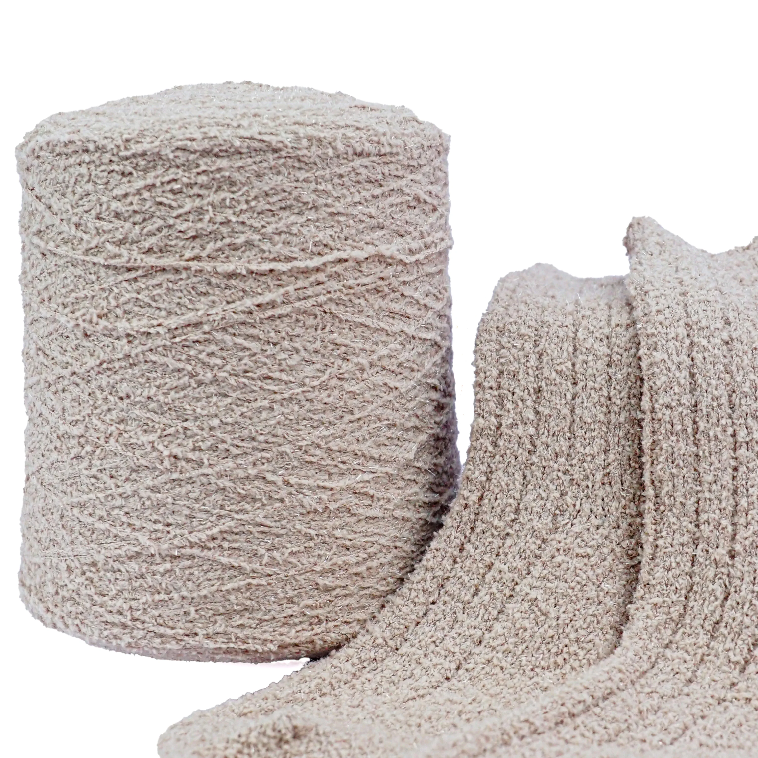 Shiny warm yarn 100polyester with Lurex thread 5s fancy knitting sock yarn