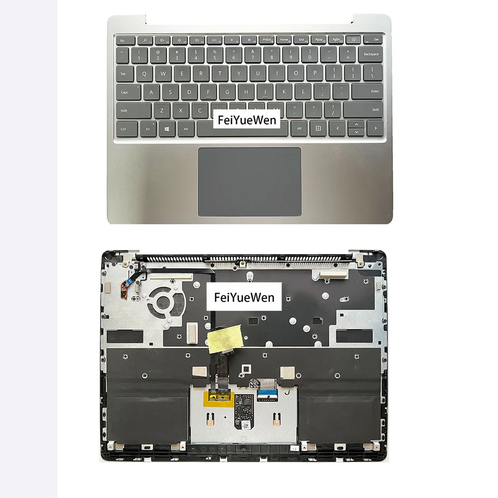 Palmrest with Keyboard Bezel for Microsoft Surface Laptop Go Gen 1 2 12.4 Touchpad Silver Color with Fingerprint Version
