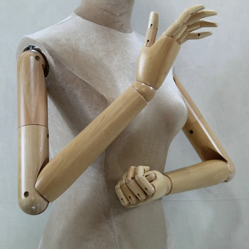Half body wooden mannequin torso with arms mannequin head and torso velvet mannequin dress form