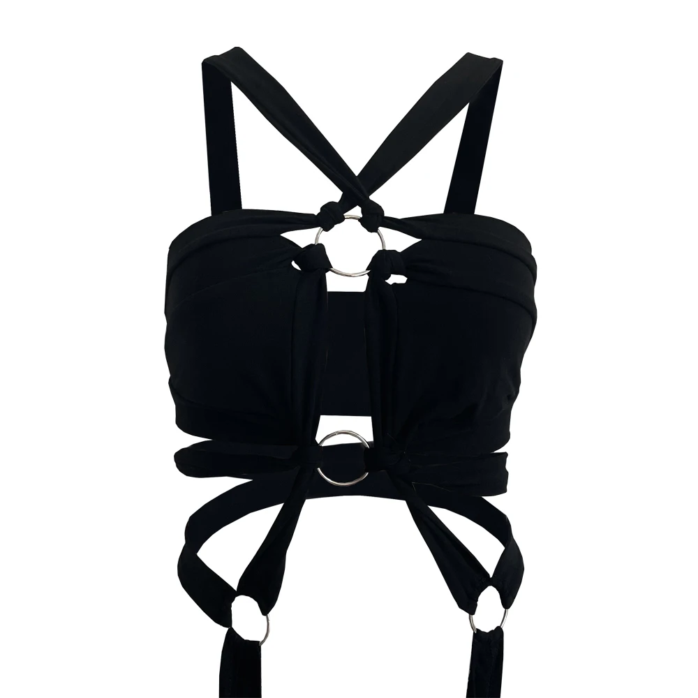 068 Wholesale Summer Vest Crop Top For Women Clubwear Vest Girls Casual Cotton strap Sleeveless Top Ladies T-shirt