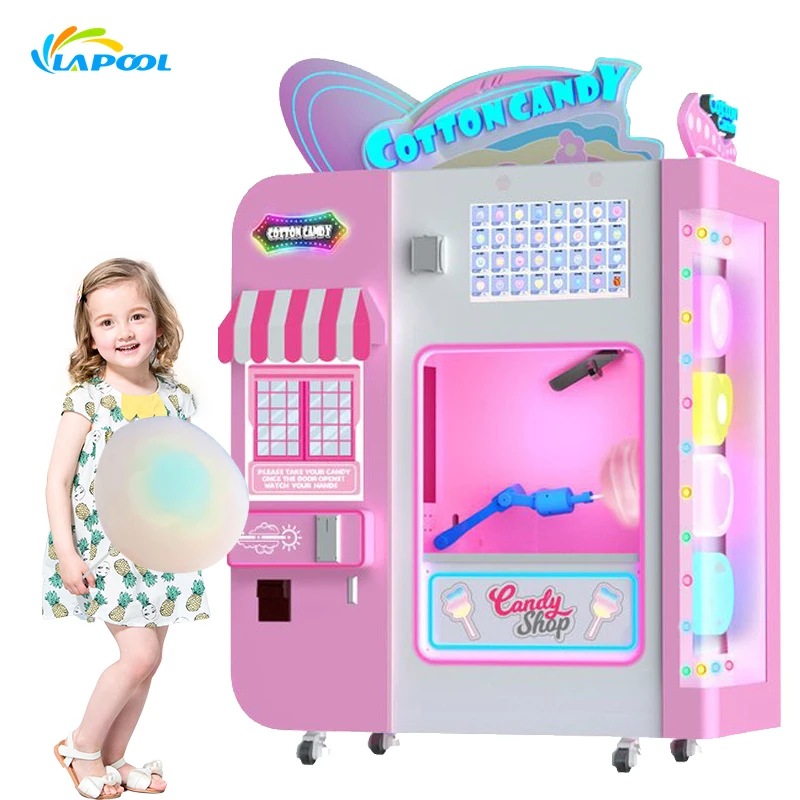 Profesional Commercial Marshmallow Maker Full Automatic Flower Cotton Candy Floss Vending Machine For Sale