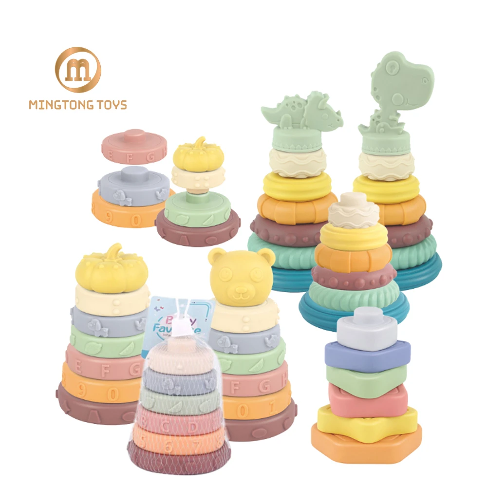 Детский игрушечный конструктор Монтессори из мягкого силикона и резины