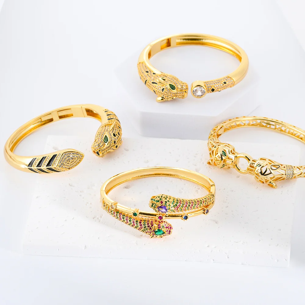 New arrival  retro style Adjustable zircon snake panther bracelet for woman