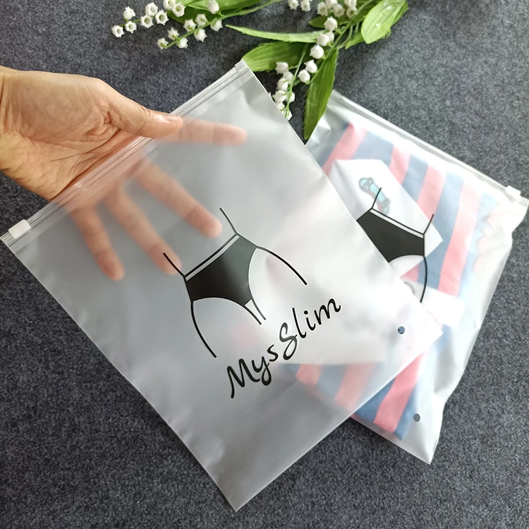 Hot Selling Matte Frosted Poly Zip Lock Plastic Bag for Packaging,printed Zipper Bag for Clothing Bikini t Shirt Zip Lock Bags