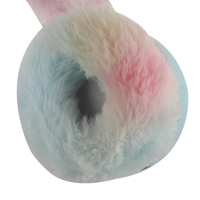 Cute Winter plush pink led earphone  RKD-6828 Headphones with Ear Covers Design wireless gaming headset for mobile phone