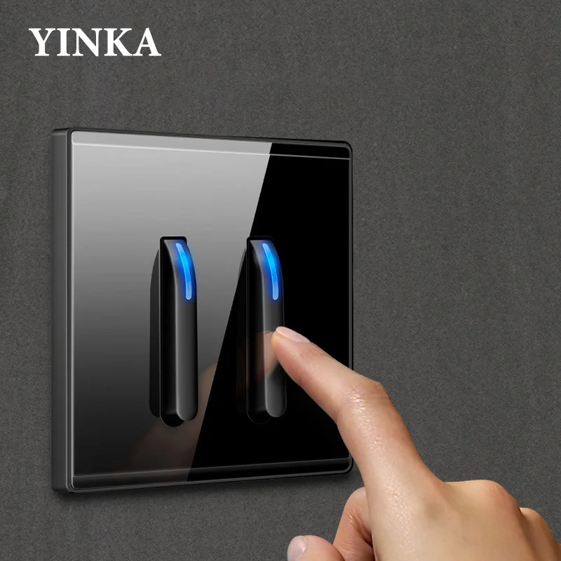 YINKA Home Wall Black Light Socket Switch New Design Electric Switches And Sockets Factory Supply Electronic Switch