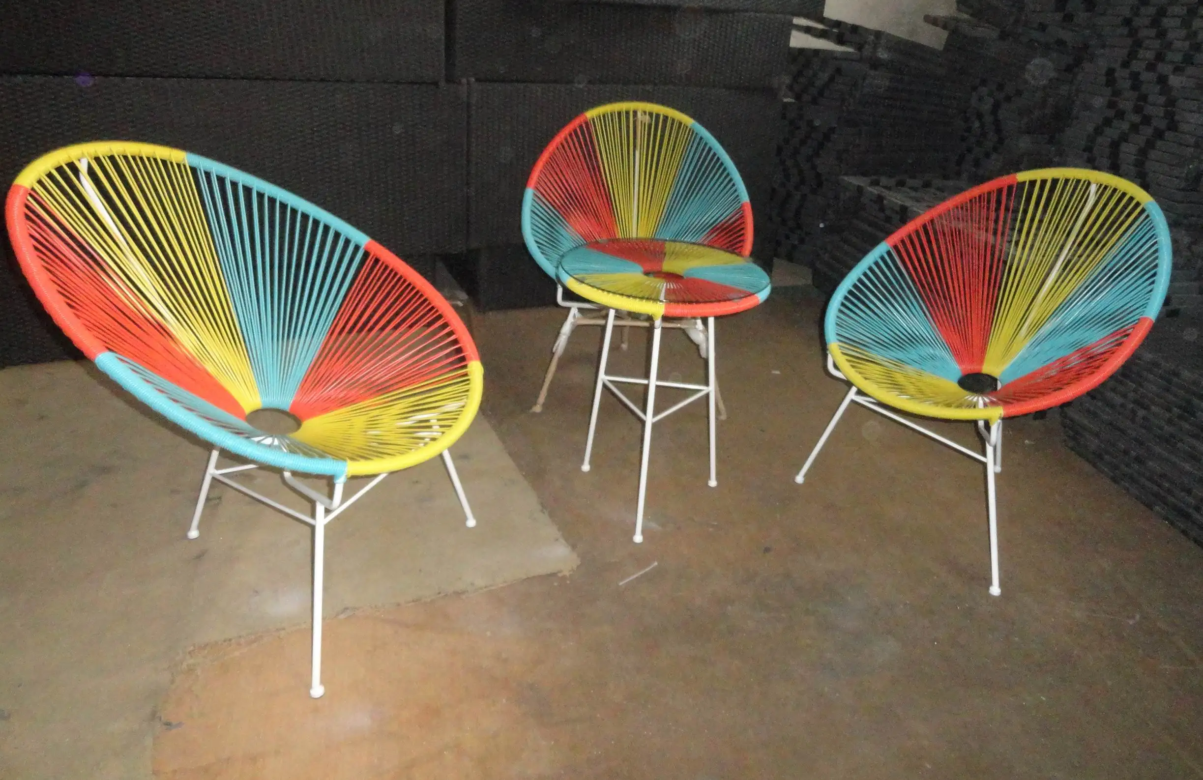 Acapulco Retro Chair Outdoor Home Courtyard Bistro 3 Piece Retro Patio Chair and Table Set