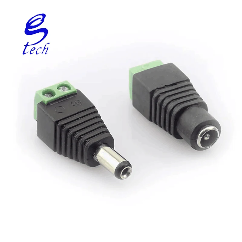 Power Adapter Accessories 2.1x5.5 mm Light emitting diode strip lamp for CCTV cameras DC Male DC Female Jack Plug Connector