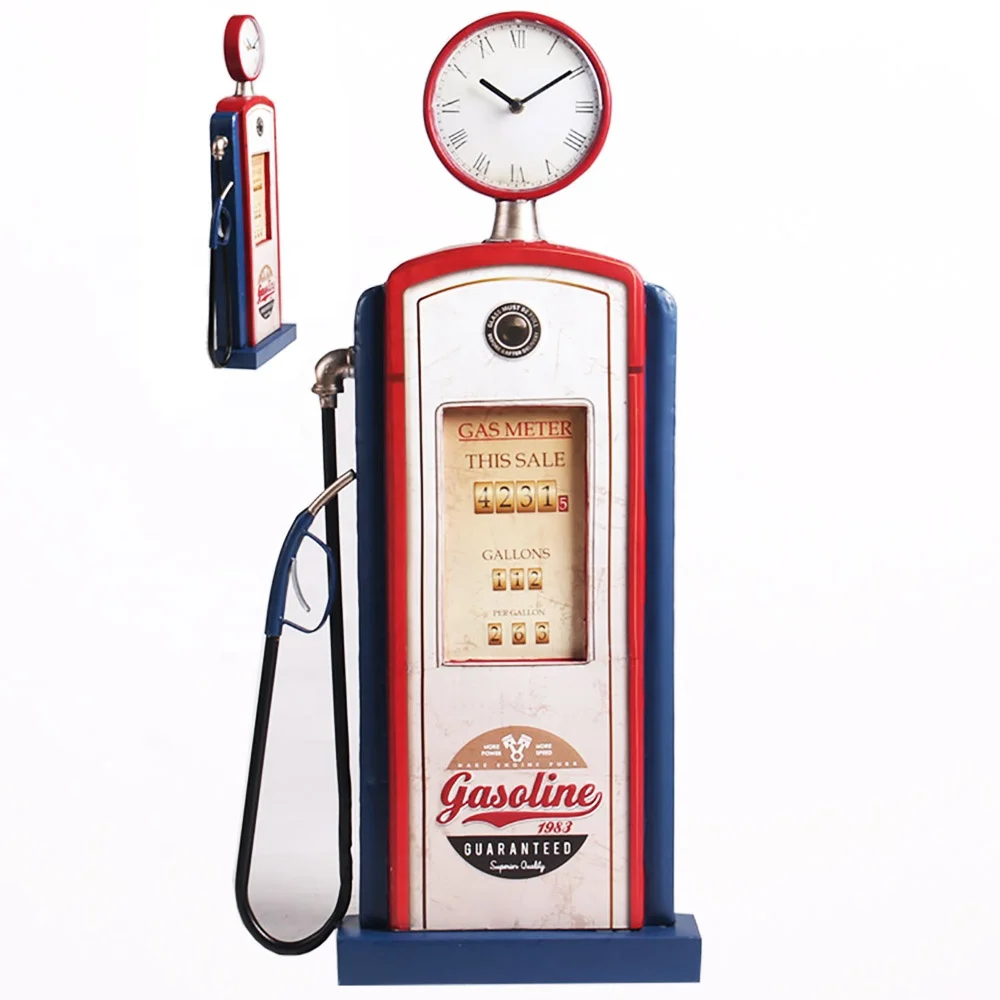 High Quality Vintage Metal Rrafts Creative Refueling Machine Design Desktop Clock Home Decoration Living Room