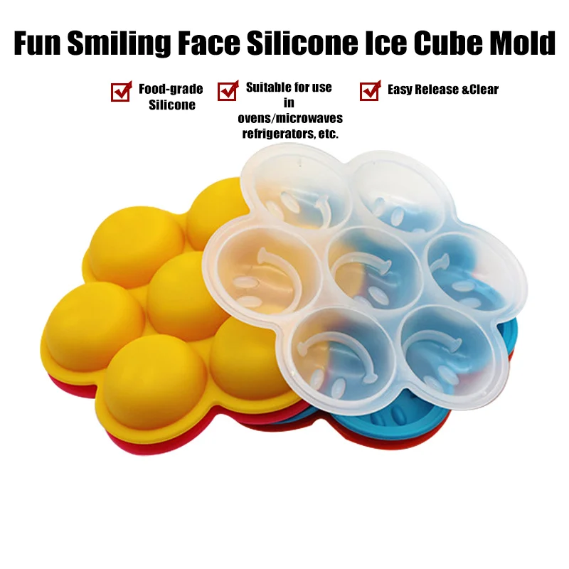 Ice Cube Tray Smiley Face Chill Mold 3D Frozen Tray Novelty Ice Form Unique Frost Shaper Fun Chill Tray Silicone Cube Mold