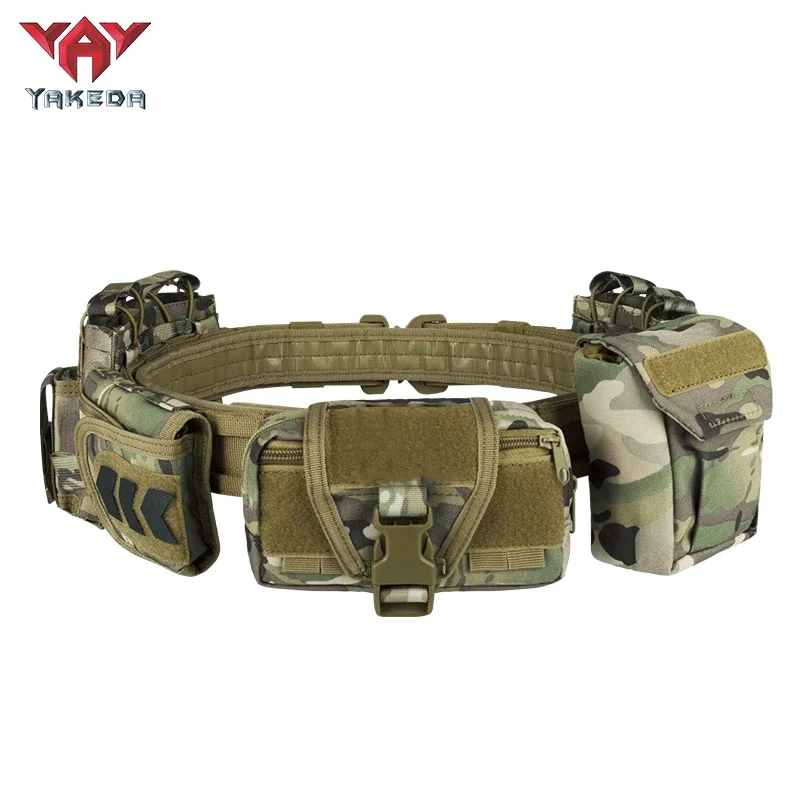 Yakeda Comfortable Outdoor Training Belt MOLLE System Heavy Duty Soft Tactical Belt Men With Pouches Tactical Vest