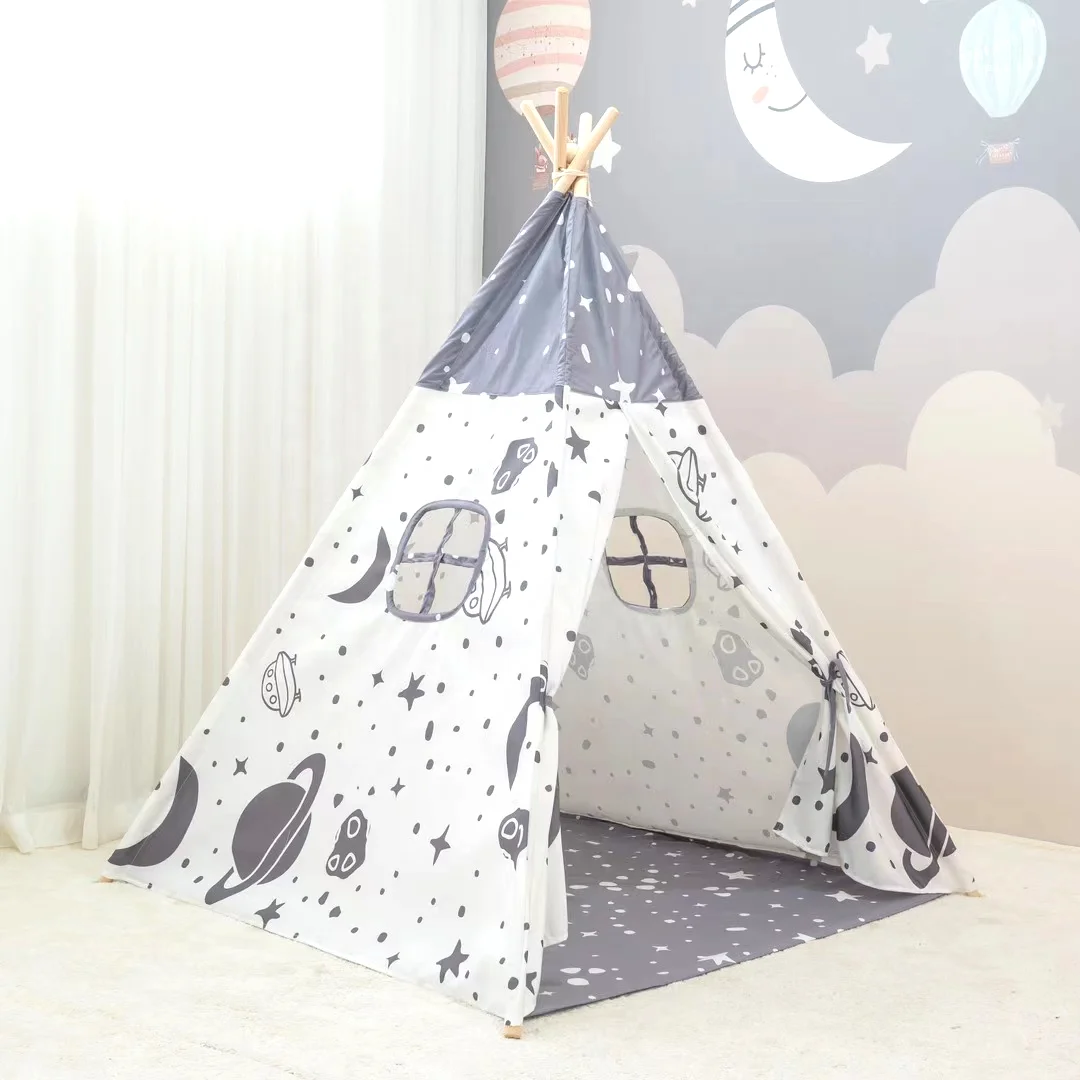Wholesale Factory OEM  Indian Sleepover Tent Children Play House Teepee for Kids Games with Mat and Bunting