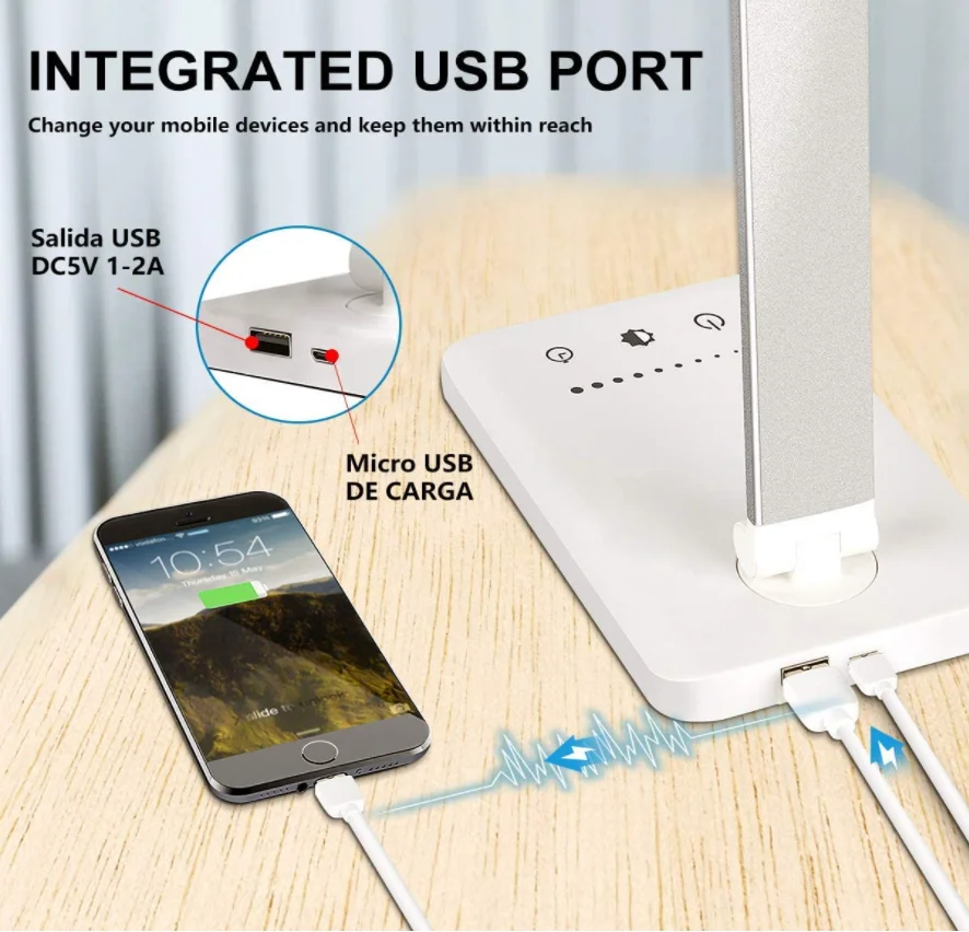 Подсветка заряжается от USB зарядный порт настольный свет пять-режим сенсорное управление беспроводной зарядки LED Настольная лампа