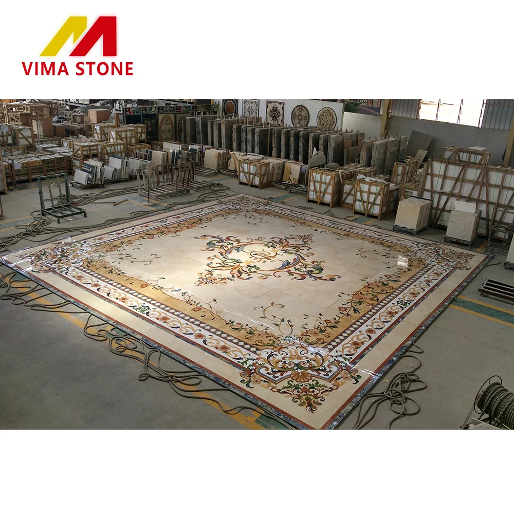 High Quality Stone Waterjet Marble Pattern Tile Waterjet Marble Medallion Flooring Tile for Lobby Entrance Flooring Marble Tile