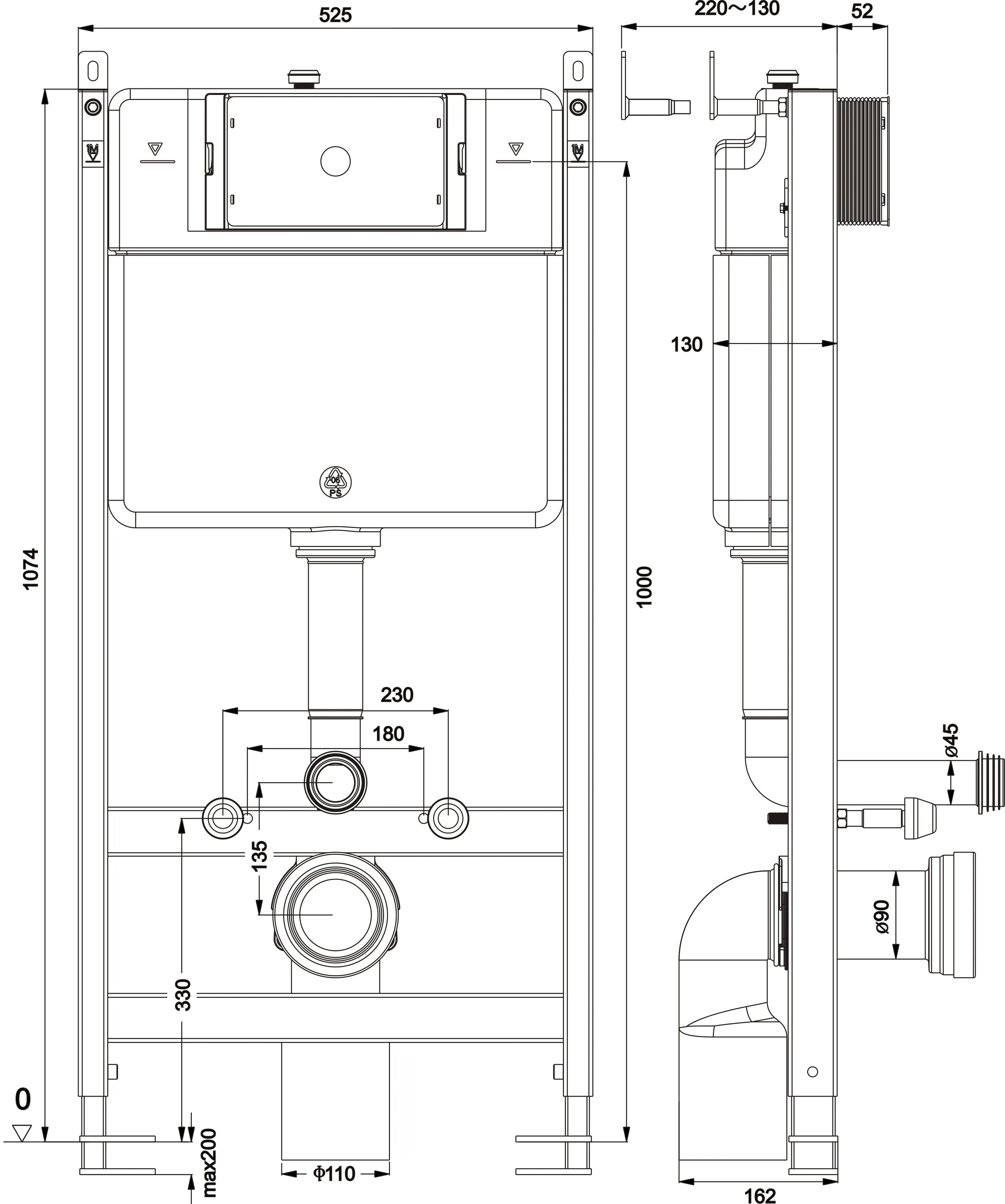 Concealed Cistern Kit Frame wc Wall Hung Toilet Pan Seat COMPLETE