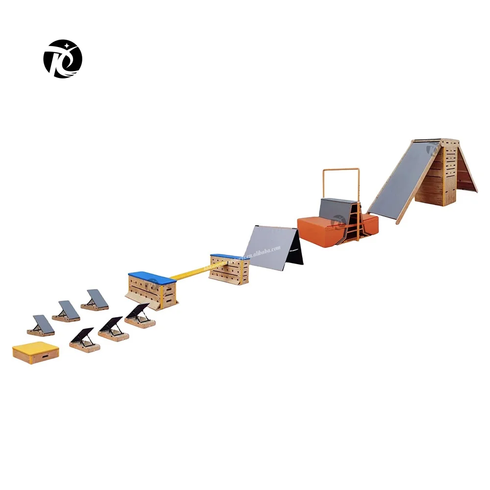 High-Density Blue Sports Equipment Obstacle Course Running Parkour Baffle Parkour Gymnastics Fitness Training Wooden Equipment