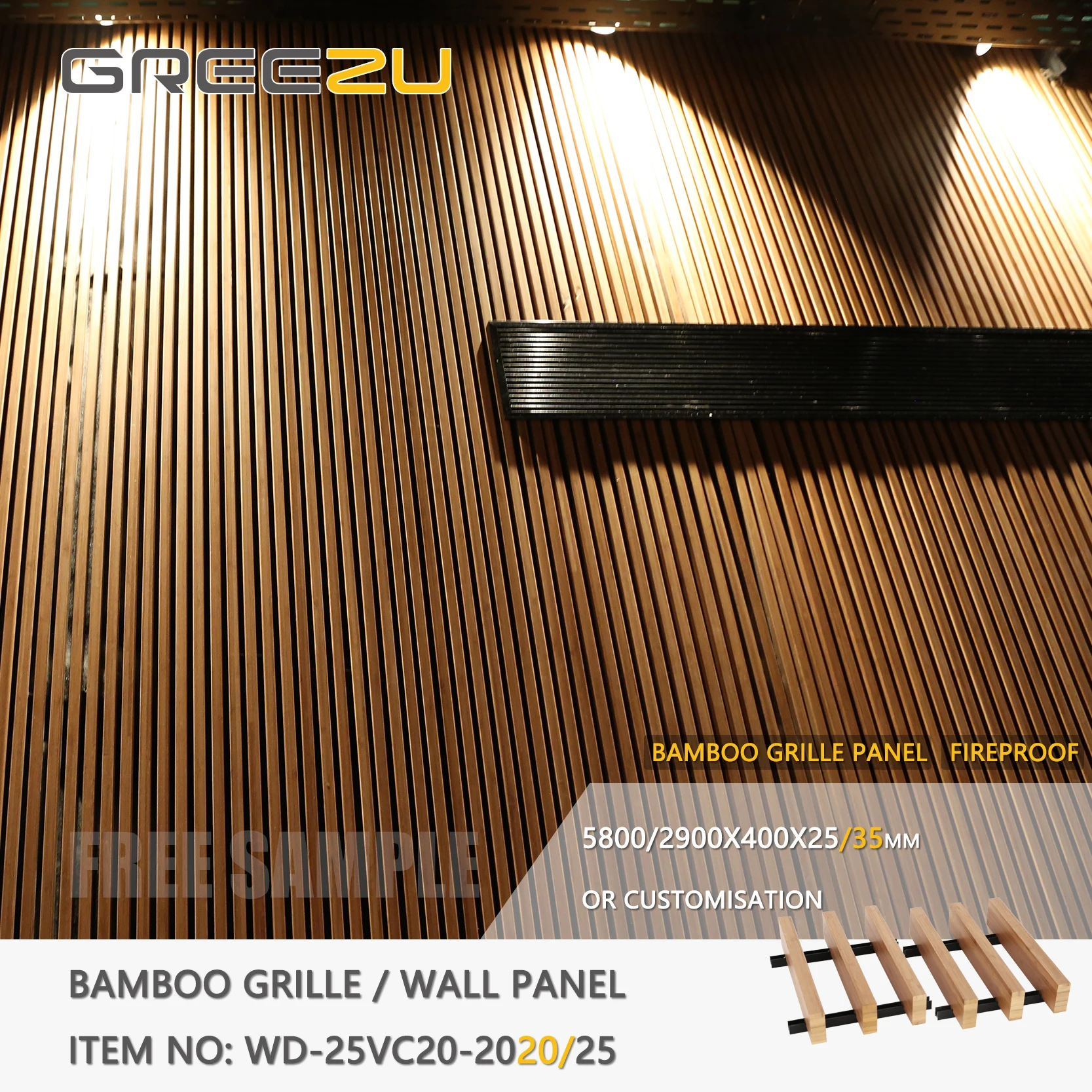 Modern Fireproof Linear Bamboo Partition Wall Facade Panel Prefab 3D Wood Panels for Interior Decor Waterproof Design