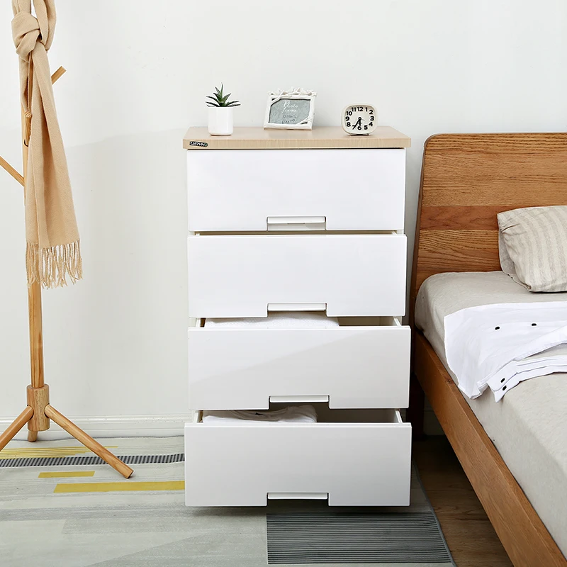 MDF wooden top pp plastic drawer  storage cabinet