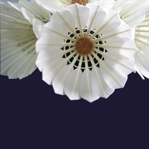 High Quality Custom Logo Pure White Goose Feather Badminton Shuttle With Natural Cork