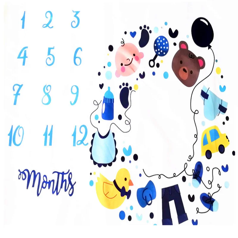 
Factory Custom Premium Super Cute Newborn Milestone Fleece Baby Throw Blanket for Children 