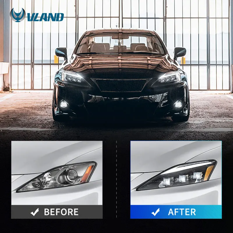 VLAND New style Front Light LED Headlight Sequential 2006-2012 For Lexus IS250 IS350 ISF IS300