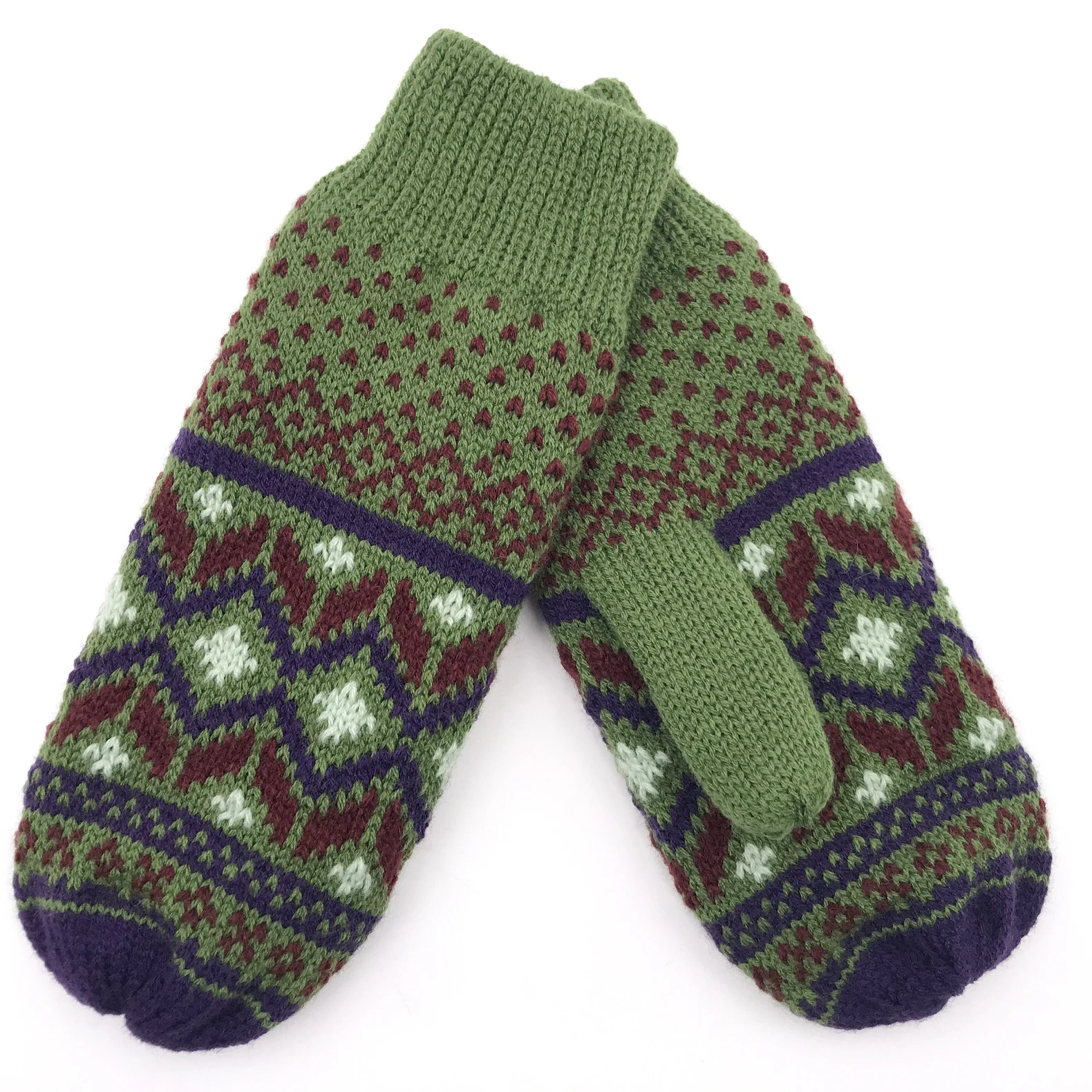 Wholesale Custom Logo Winter Wool Jacquard Mittens Acrylic Knitted Children Gloves Finger Mittens Kids Mittens