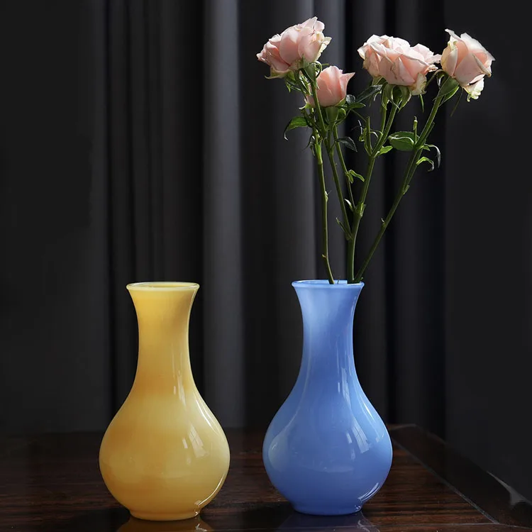 High Borosilicate Glass Vase Flower Hand Blown Glass Colored Modern Creative Vase For Study Room Bed Room